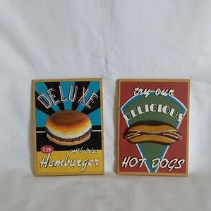 Vintage RETRO Fast Food Ceramic Kitchen Wall Plaques Set2